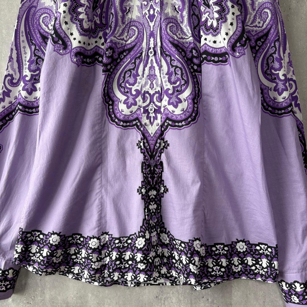 エトロ ETRO ペイズリー柄 シャツ ブラウス パープル 42 イタリア製