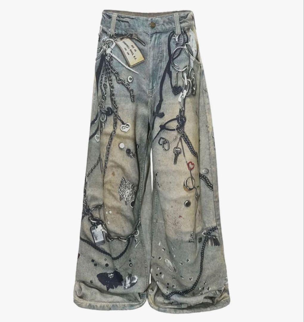 パンツ THEREDTHREAD S print sweat1 toys blue