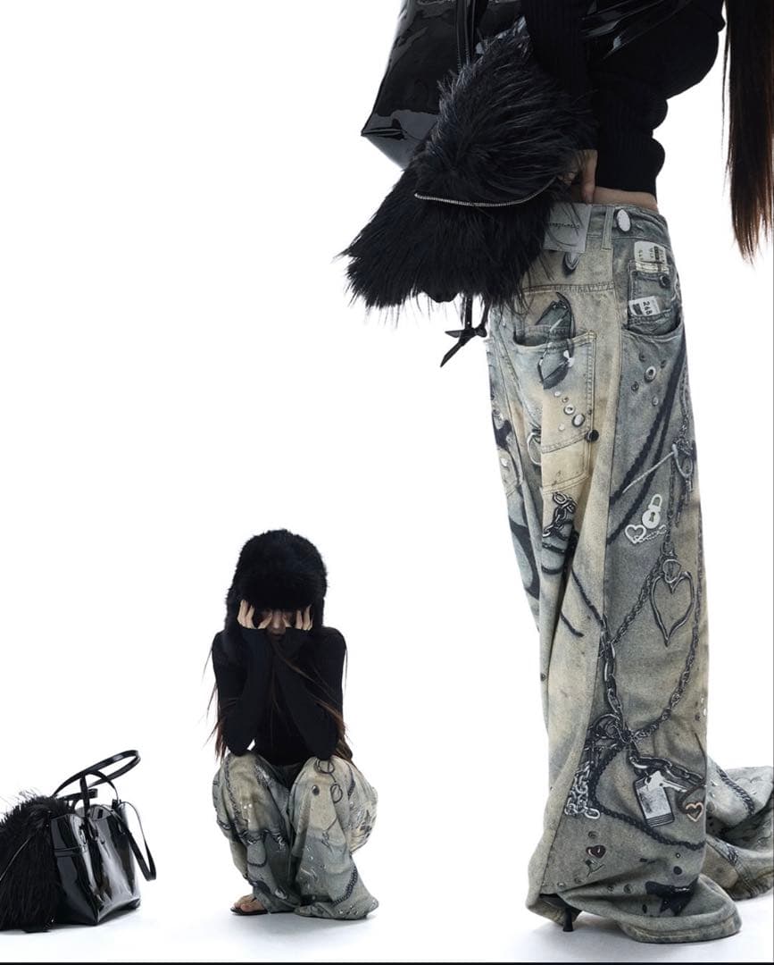 パンツ THEREDTHREAD S print sweat1 toys blue