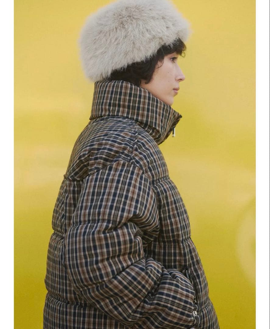 タグ付き新品★ZARAのチェック柄キルティングアノラック★XSサイズ★ブラウン色