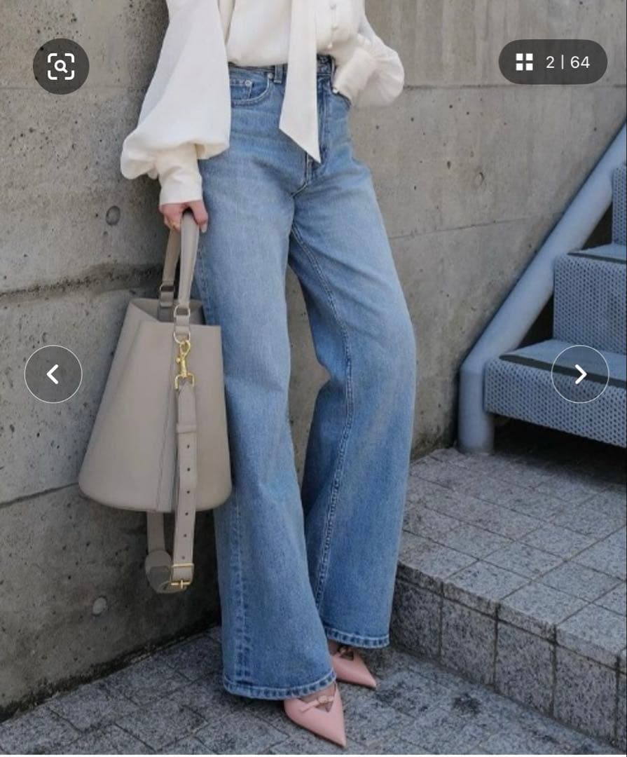 anuans ワイドレッグデニムライトブルー　サイズ1