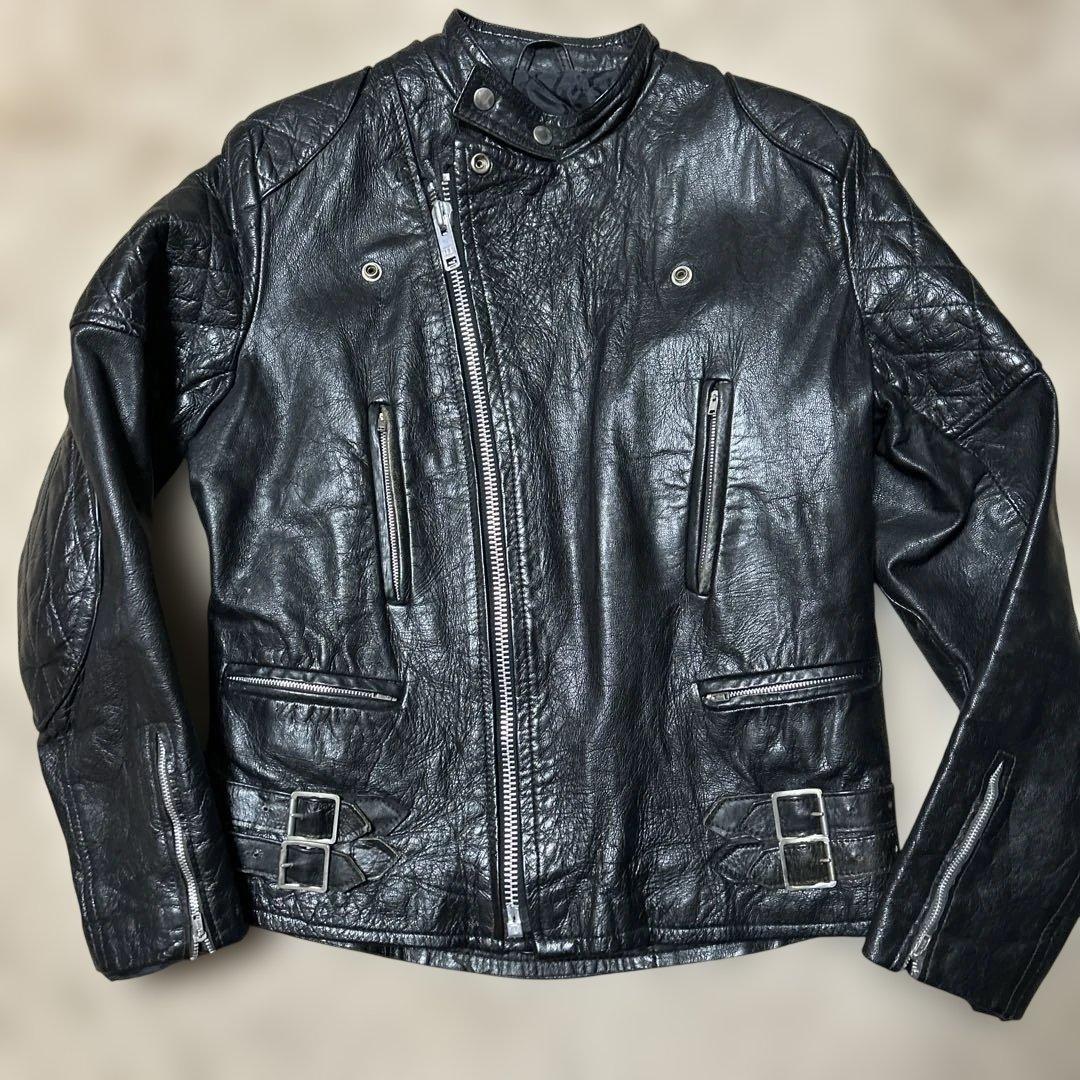 70s UK ヴィンテージ ライダース ロンジャン英国製666パンクルイスレザー