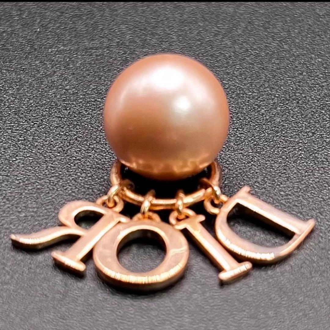 【片耳キャッチのみ】Dior ディオール ロゴ ピアス パール ピンクゴールド