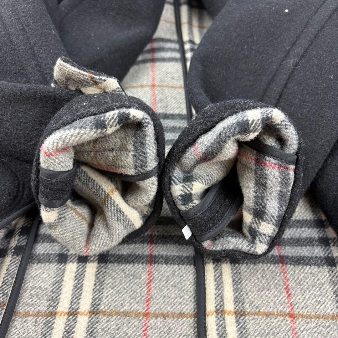 【美品】バーバリーブルーレーベル　ダッフルコート　ノバチェック　黒　ファー　S