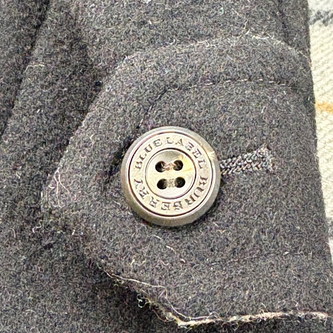 【美品】バーバリーブルーレーベル　ダッフルコート　ノバチェック　黒　ファー　S