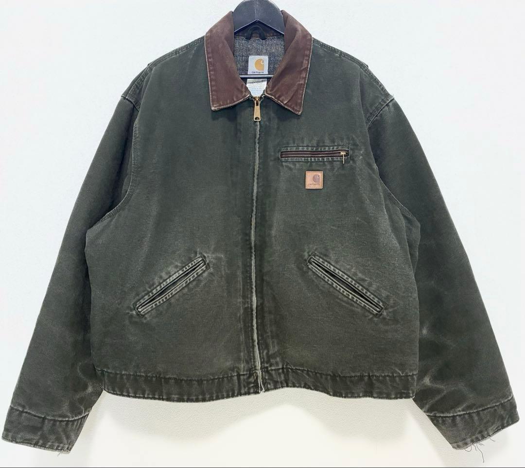 レア Carhartt デトロイトジャケットモスグリーン 2XL J97
