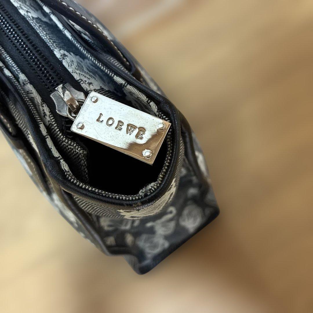 LOEWE ハンドバッグ　小さめトートバッグ　キャンバス　アナグラム