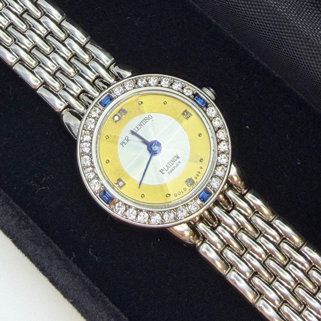 【稼働】PER VALENTINO 純金文字盤 天然ダイヤ 限定品 腕時計