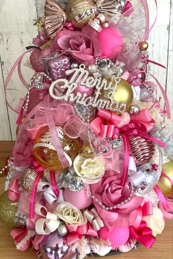 ピンクのクリスマスツリー 約55cm❣️⭐️必ずプロフ読んでください❣️3点❣️