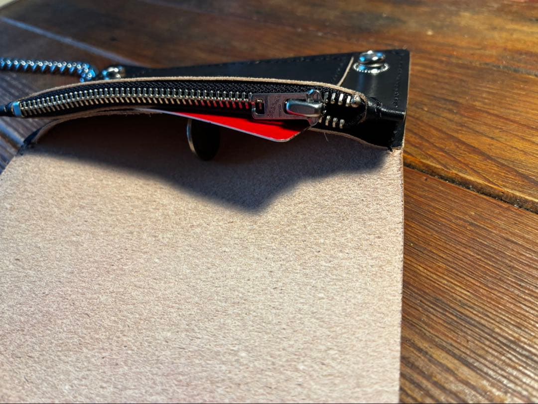 ショートトラッカーウォレット　栃木レザー　茶芯　トラッカーウォレット　ブラック