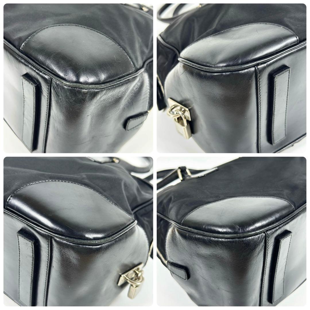 00AW PRADA レザーナイロンボストンバッグ 黒 3角ロゴ
