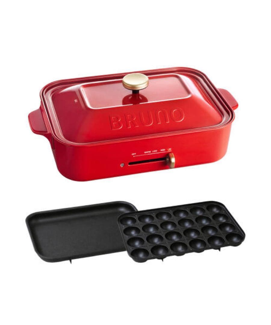 BRUNO ホットプレート レッド たこ焼きプレート付き