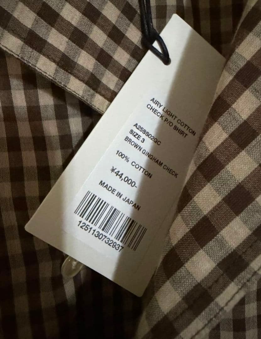 トップス 25ss AURALEE AIRY LIGHT COTTON CHECK 3