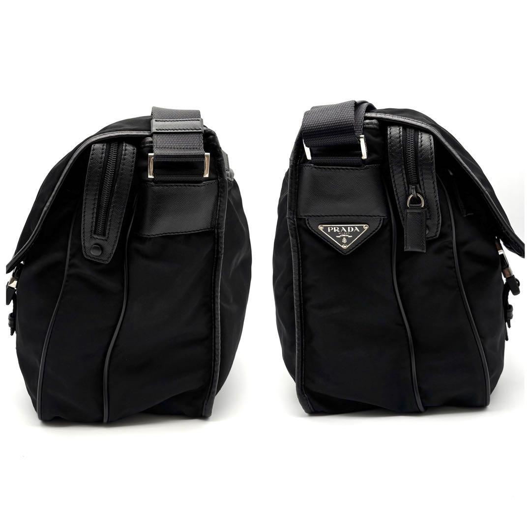 【A4収納可】プラダ　メッセンジャーバッグ サフィアーノレザー　大容量　ナイロン