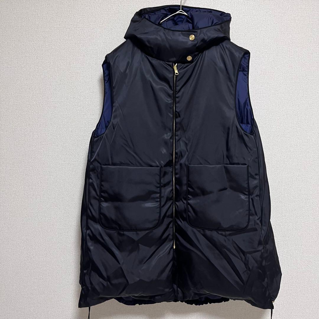 Gomako Goma　　フーデッドダウンジレ　ネイビー　ブラック