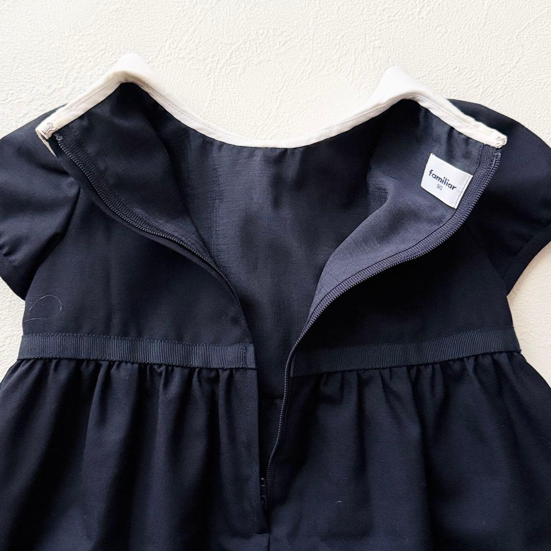 2544Z 訳ありファミリア 現行販売中 刺繍フォーマルワンピース白襟 90cm