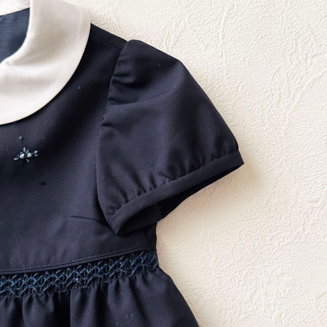 2544Z 訳ありファミリア 現行販売中 刺繍フォーマルワンピース白襟 90cm