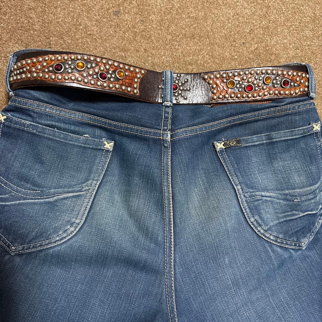 34inch HTC ウイング レザー スタッズベルト　茶芯　ブラック