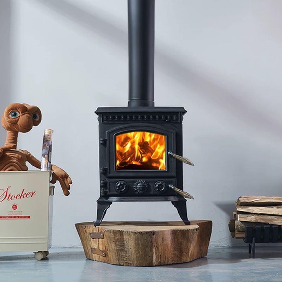 激安　薪ストーブ 鋳鉄 暖炉 ガラス窓 調理OK レトロ ヴィンテージ キャンプ