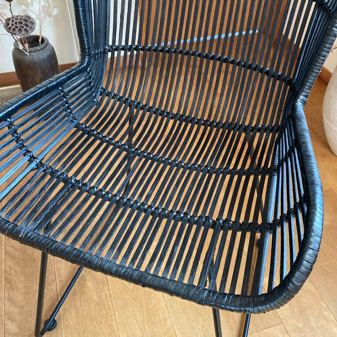 デザイナーズチェア　椅子　北欧　アイアン脚　バンブー　竹　ラタン風　モデルルーム