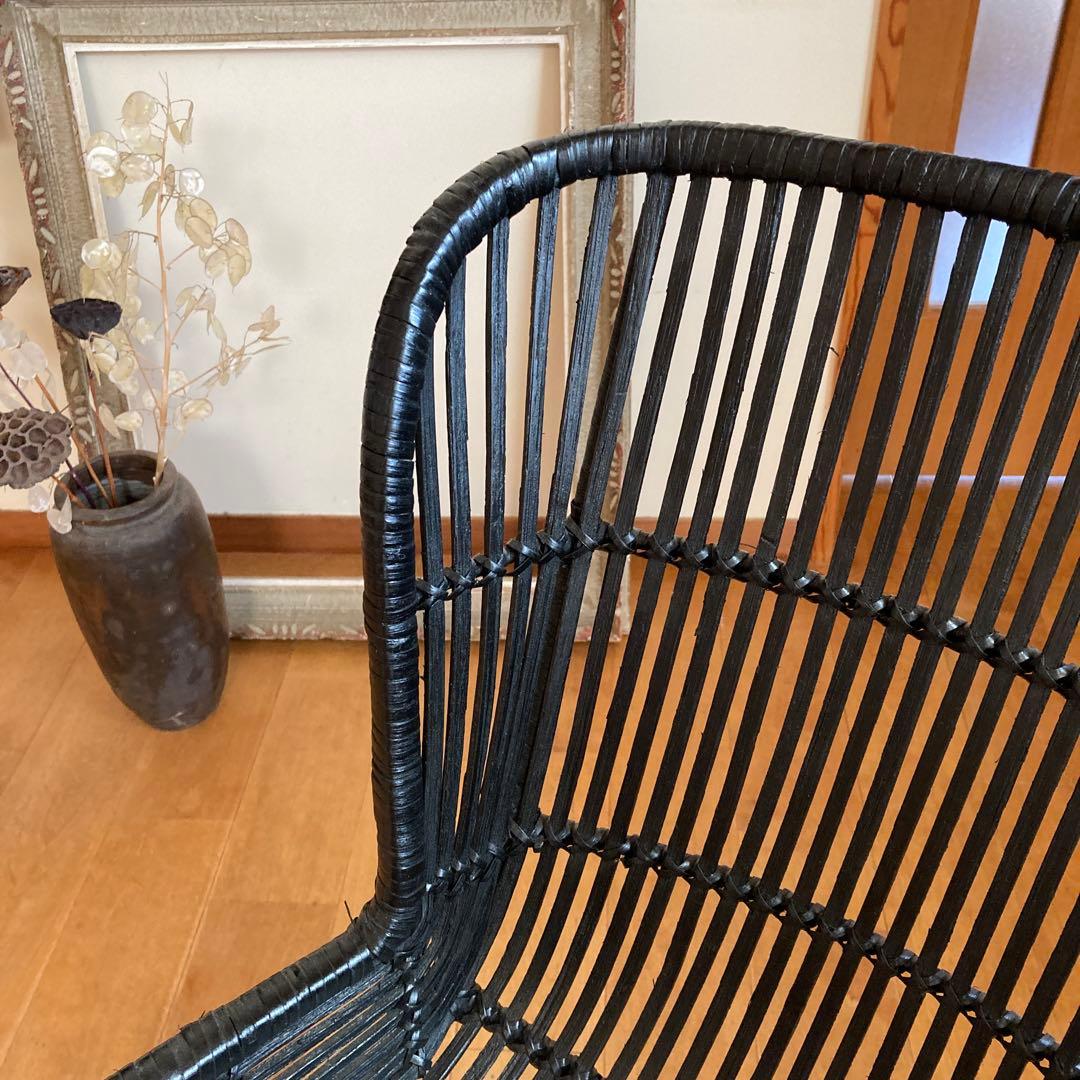 デザイナーズチェア　椅子　北欧　アイアン脚　バンブー　竹　ラタン風　モデルルーム