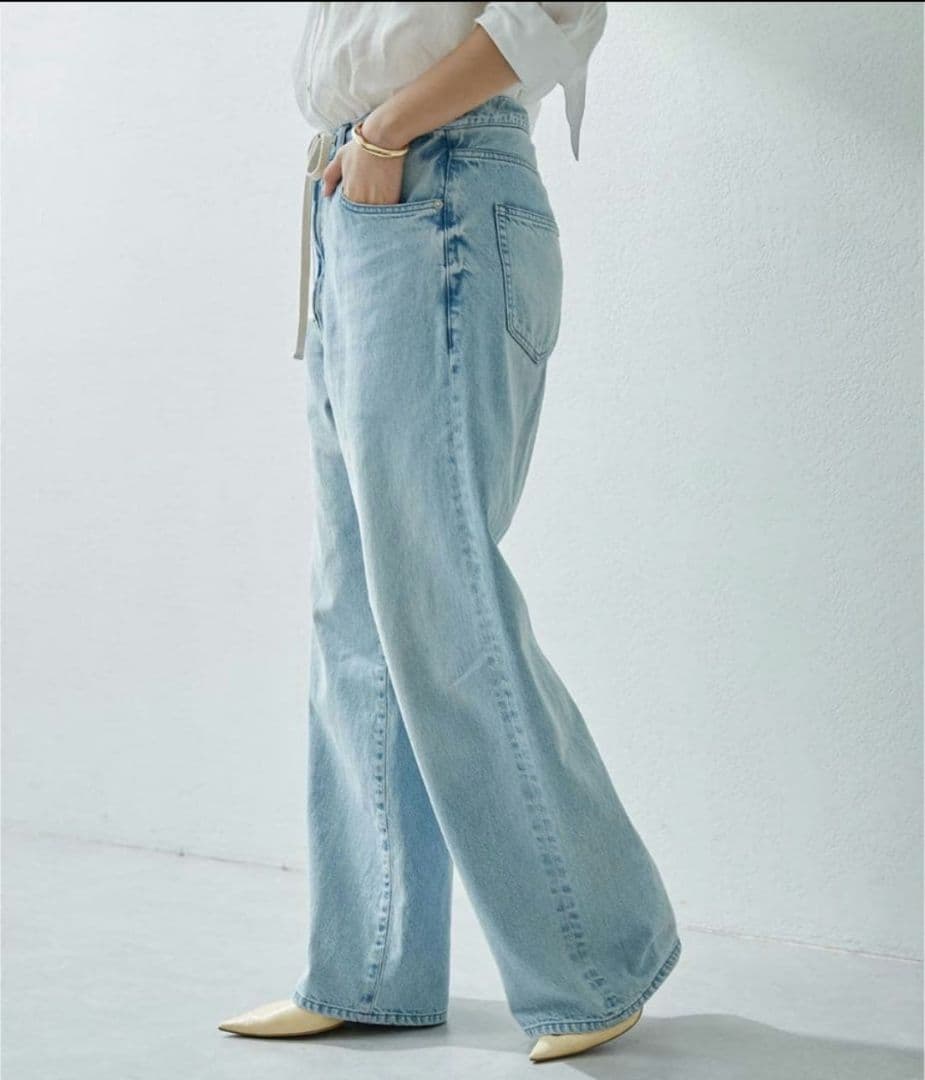 【美品】Whim Gazette ★ ドロストデニムパンツ ワイドデニム 38