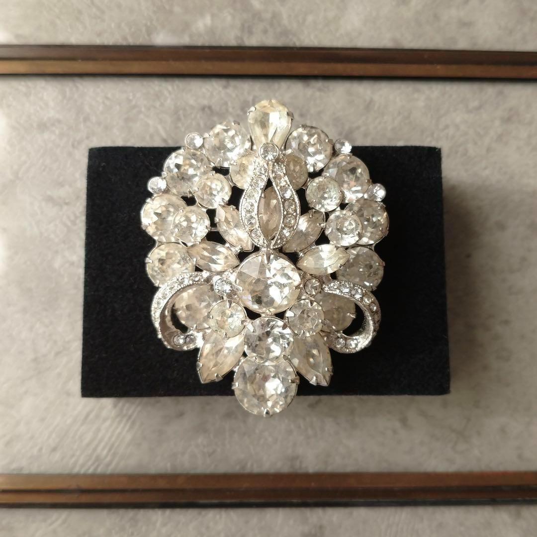 希少美品　EISENBERG ヴィンテージブローチ　シルバー　ラインストーン　1