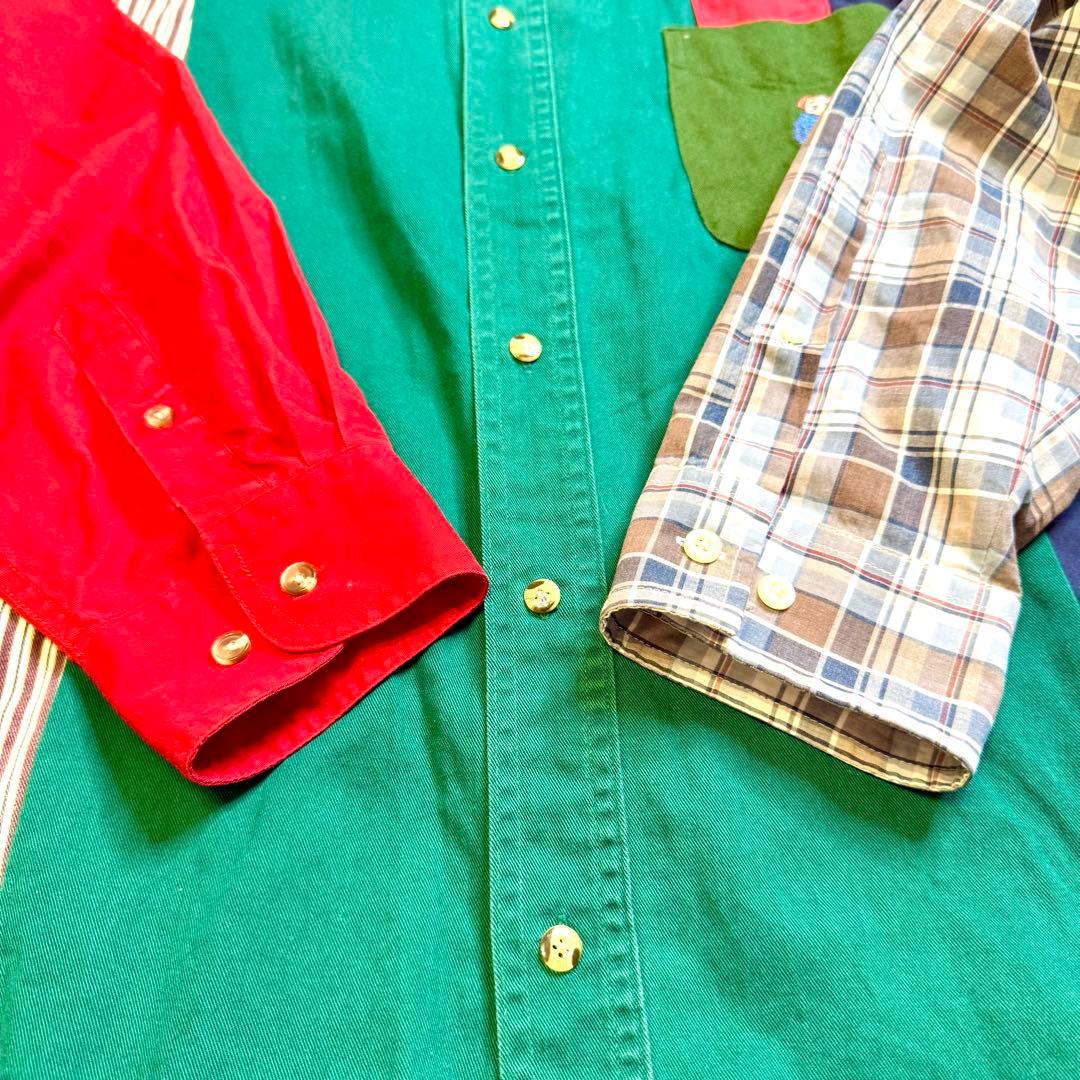 【希少】Ralph Lauren ポロベア刺繍 マルチカラー パッチワーク XL