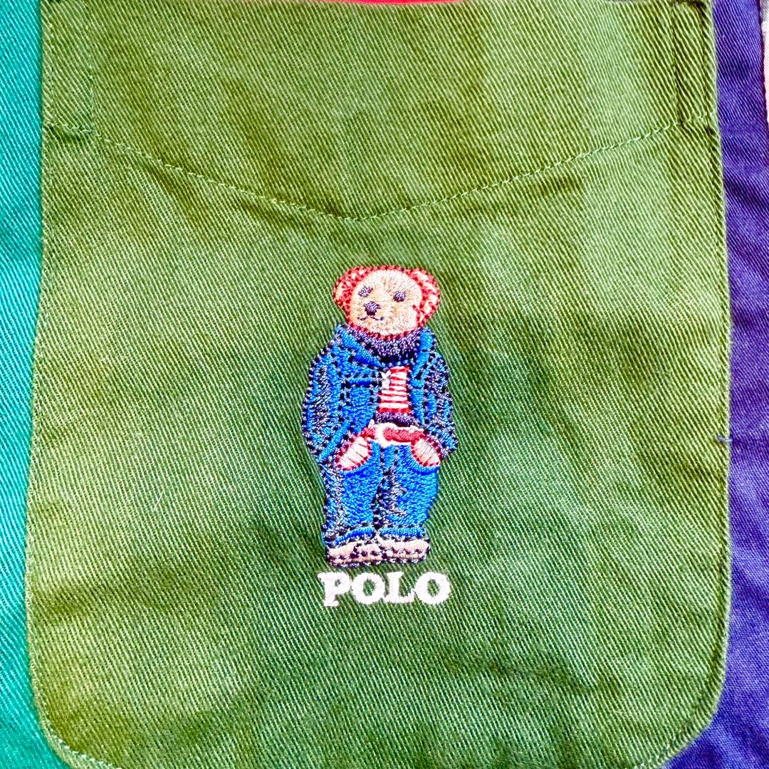 【希少】Ralph Lauren ポロベア刺繍 マルチカラー パッチワーク XL