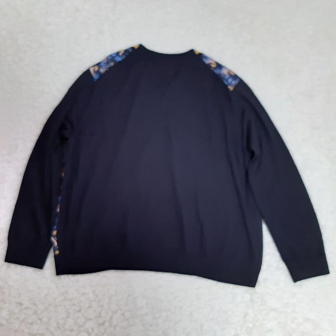美品　PS ポールスミス Vネック セーター ネイビー　XL　花柄　薄手