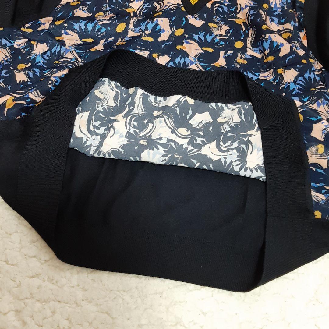 美品　PS ポールスミス Vネック セーター ネイビー　XL　花柄　薄手