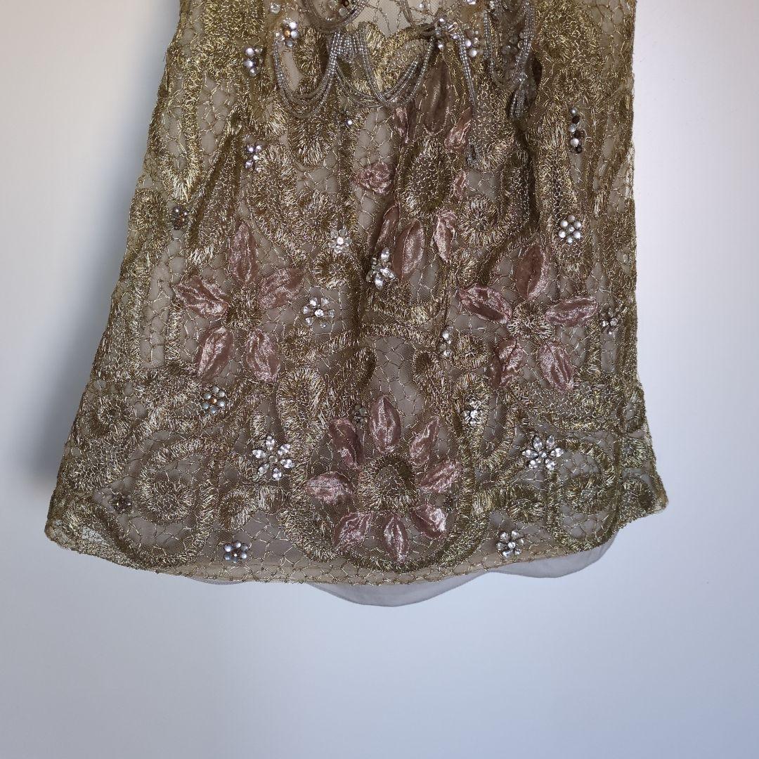 ラルフローレン エレガント ゴールド ビーズ刺繍 キャミソール