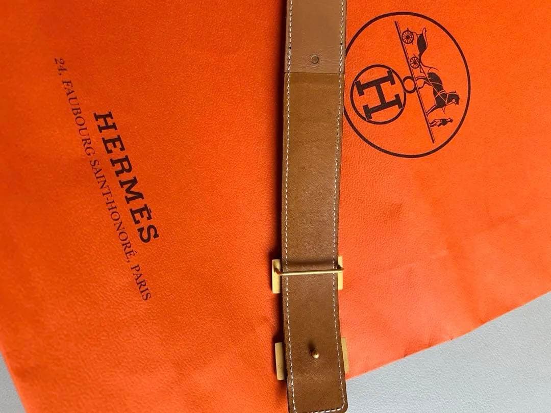 HERMES ブラック ベルト　ゴールドバックル