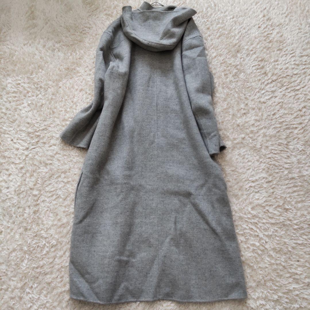 美品 21AW スタイリング シルク混 リバーウールロングダッフルコート グレー