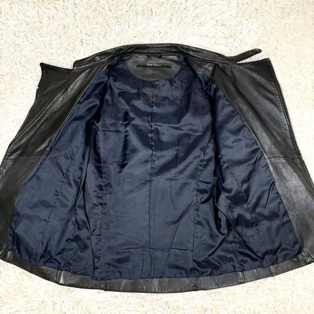 【良品】 ナノユニバース シングルライダース ジャケット ブラック レザー 44