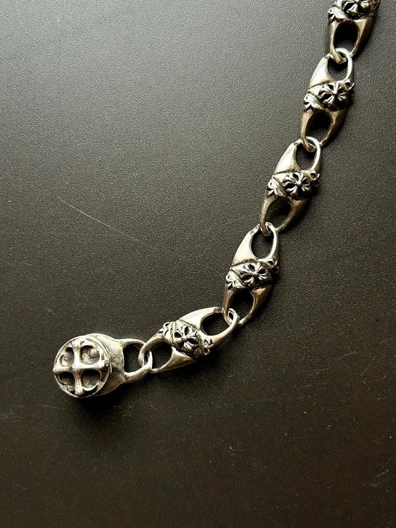 フローラルクロス クリップ式 ヴィンテージ シルバーブレスレット／極太／925