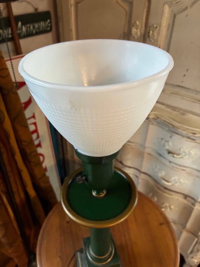 アンティーク　素敵な　グリーン　デスク　テーブル　サイド　ランプ　アメリカ　レア