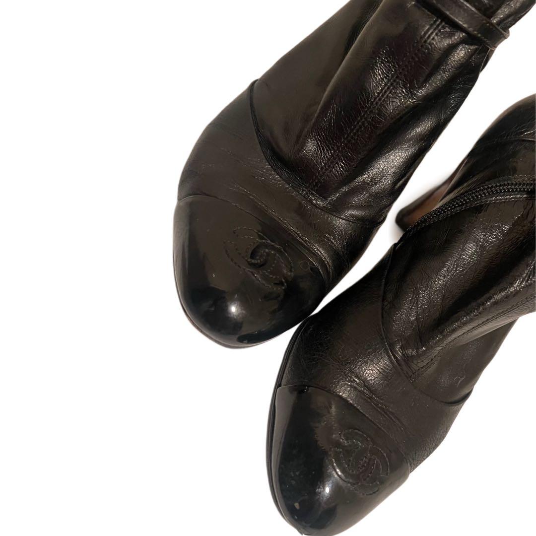 へ*可様 シャネルショートブーツ 黒