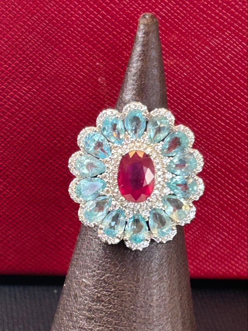 lomilomi❣️天然ルビー✖️アパタイトデザインリング10号