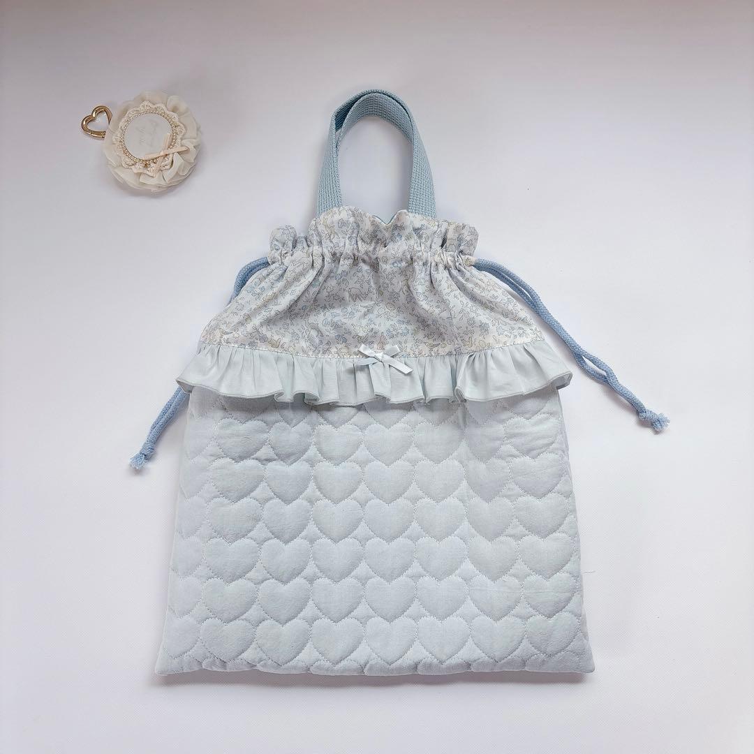 みーちゃん様　レッスンバッグ　上履き袋　体操着袋　ハート　キルト　ヌビ