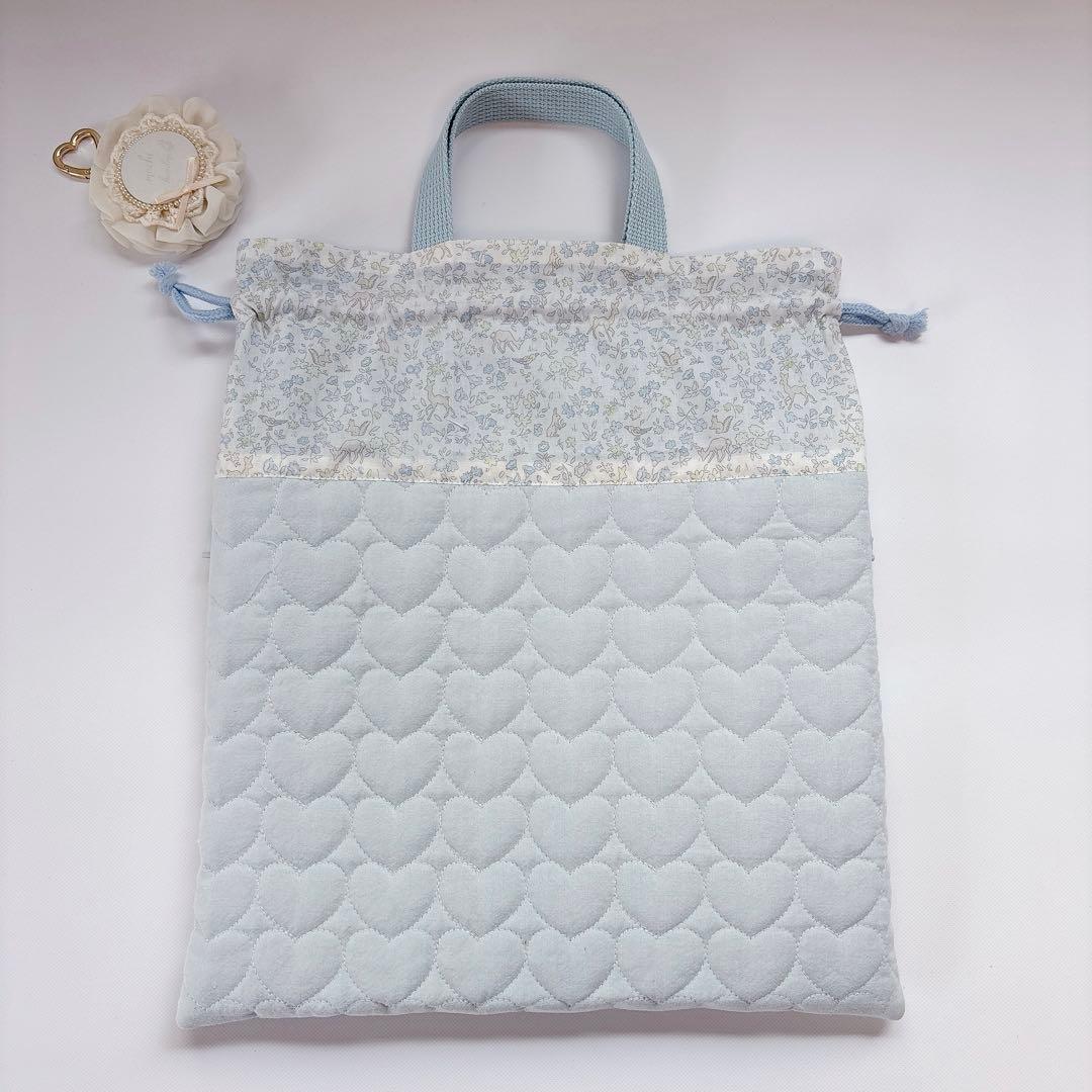 みーちゃん様　レッスンバッグ　上履き袋　体操着袋　ハート　キルト　ヌビ