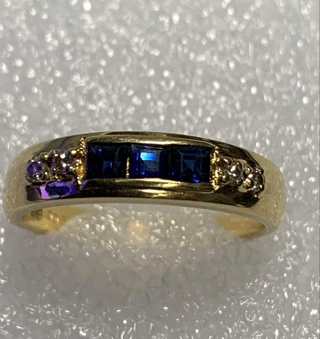 K18 サファイア0.4ct ダイヤモンド0.06ct リング