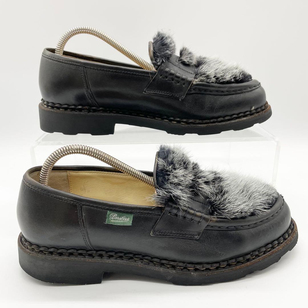 Paraboot ORSAY オルセー ミンクファー ローファー 革靴 黒 24