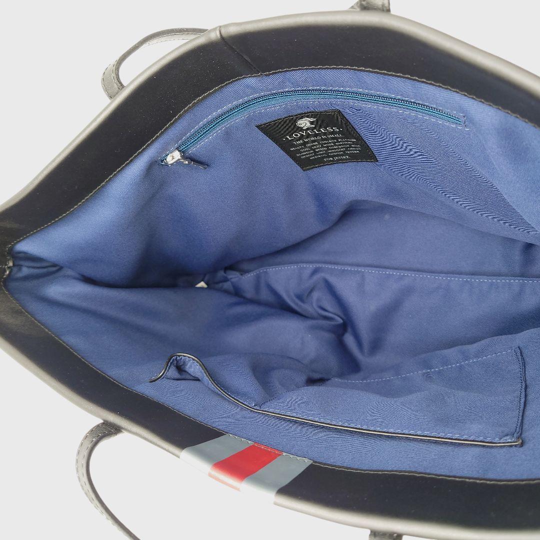 ラブレス　LOVELESS　レザー　トートバッグ　　ストライプ　黒　ナイト　騎士