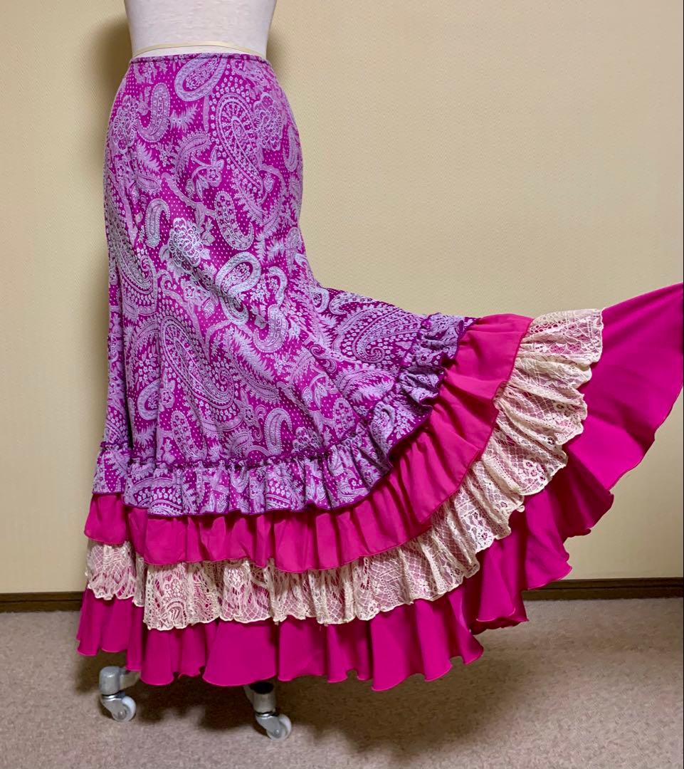 フラメンコ衣装　ソニアジョーンズ上下セットベルト付き　サイズMA