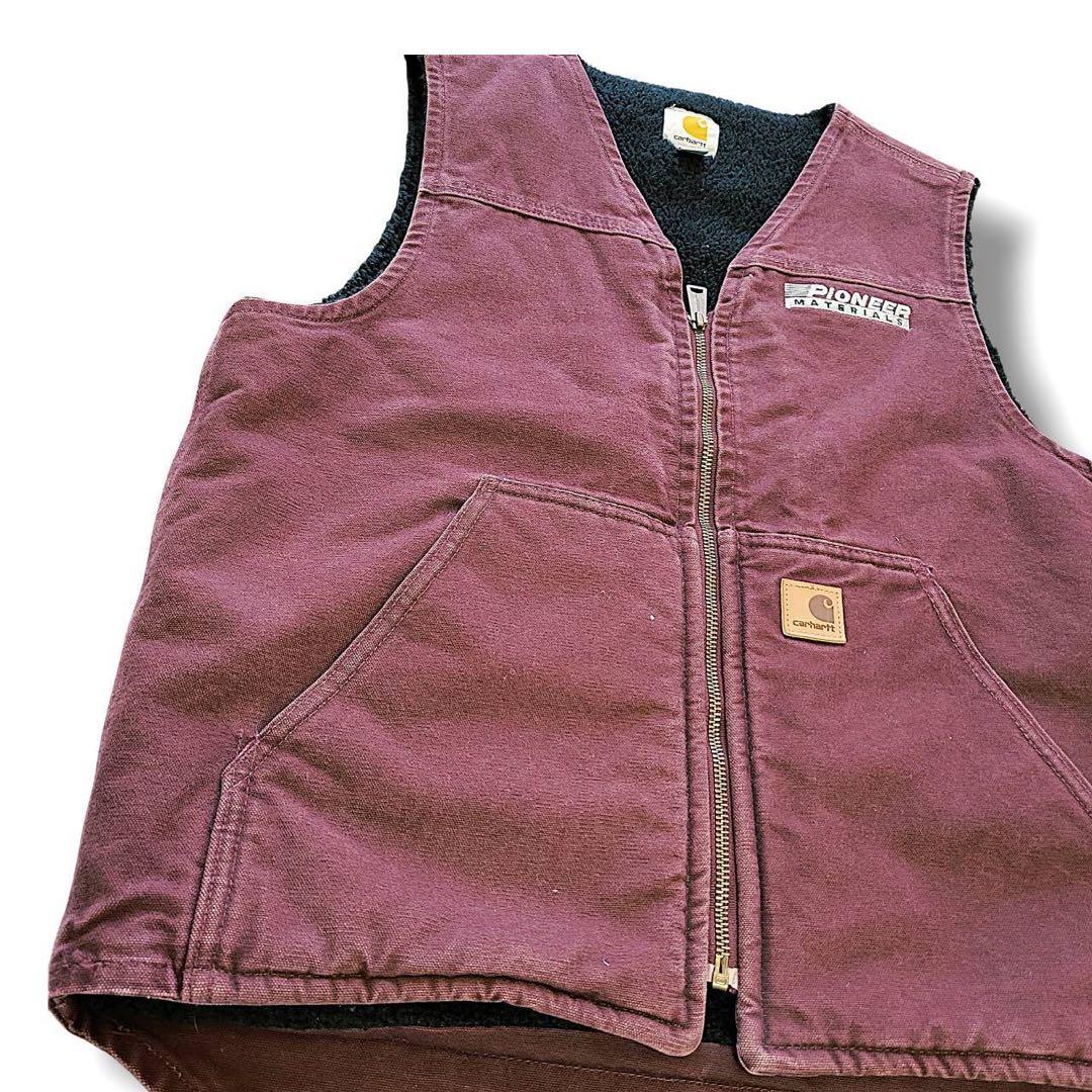 超希少カラー　カーハート　ダック　ボア　ベスト　バーガンディー　グッドフェード