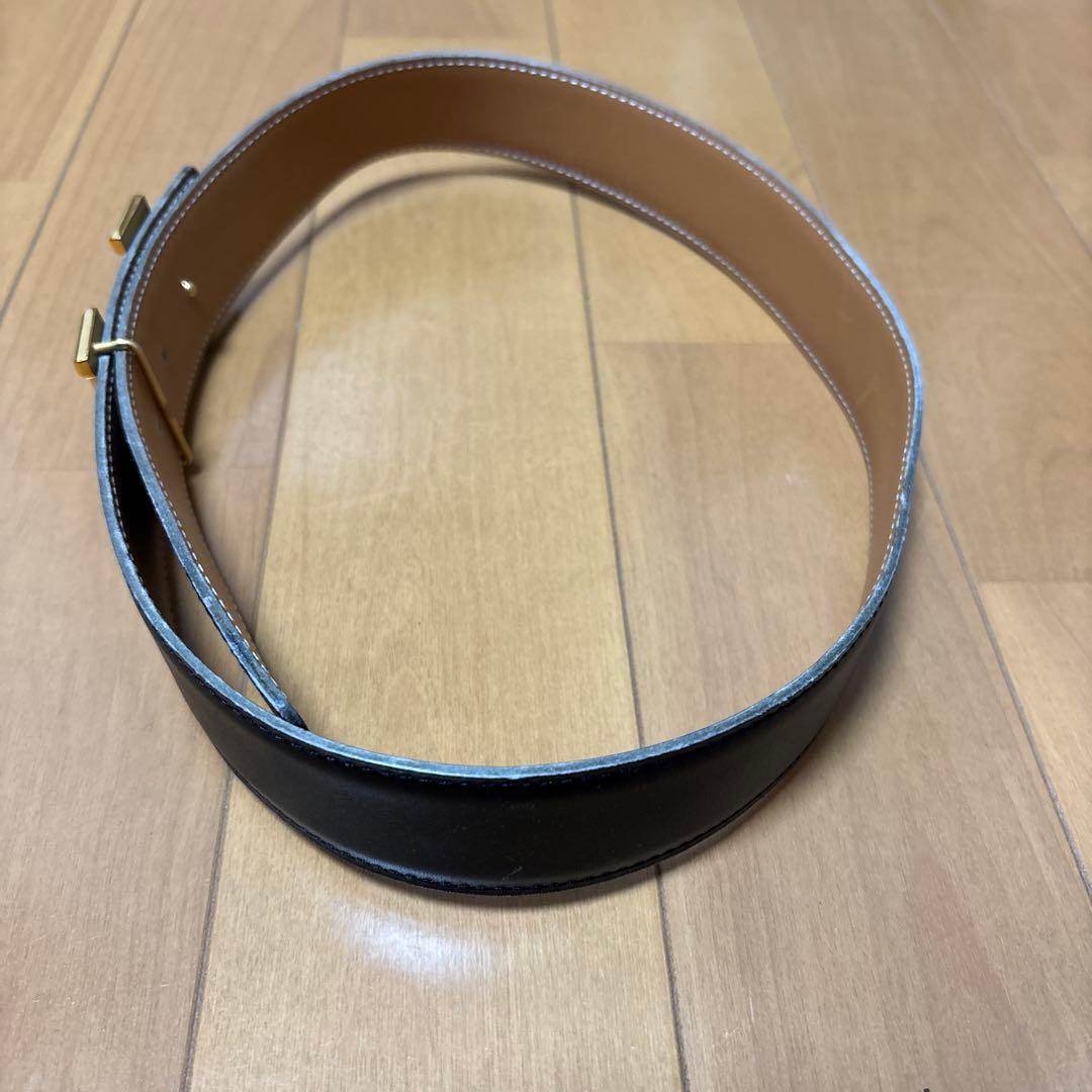 HERMES ブラックレザーベルト