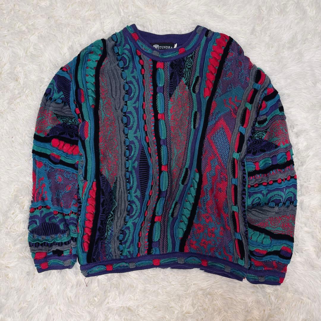 90s 製 TUNDRA 3Dニット セーター COOGI クージー
