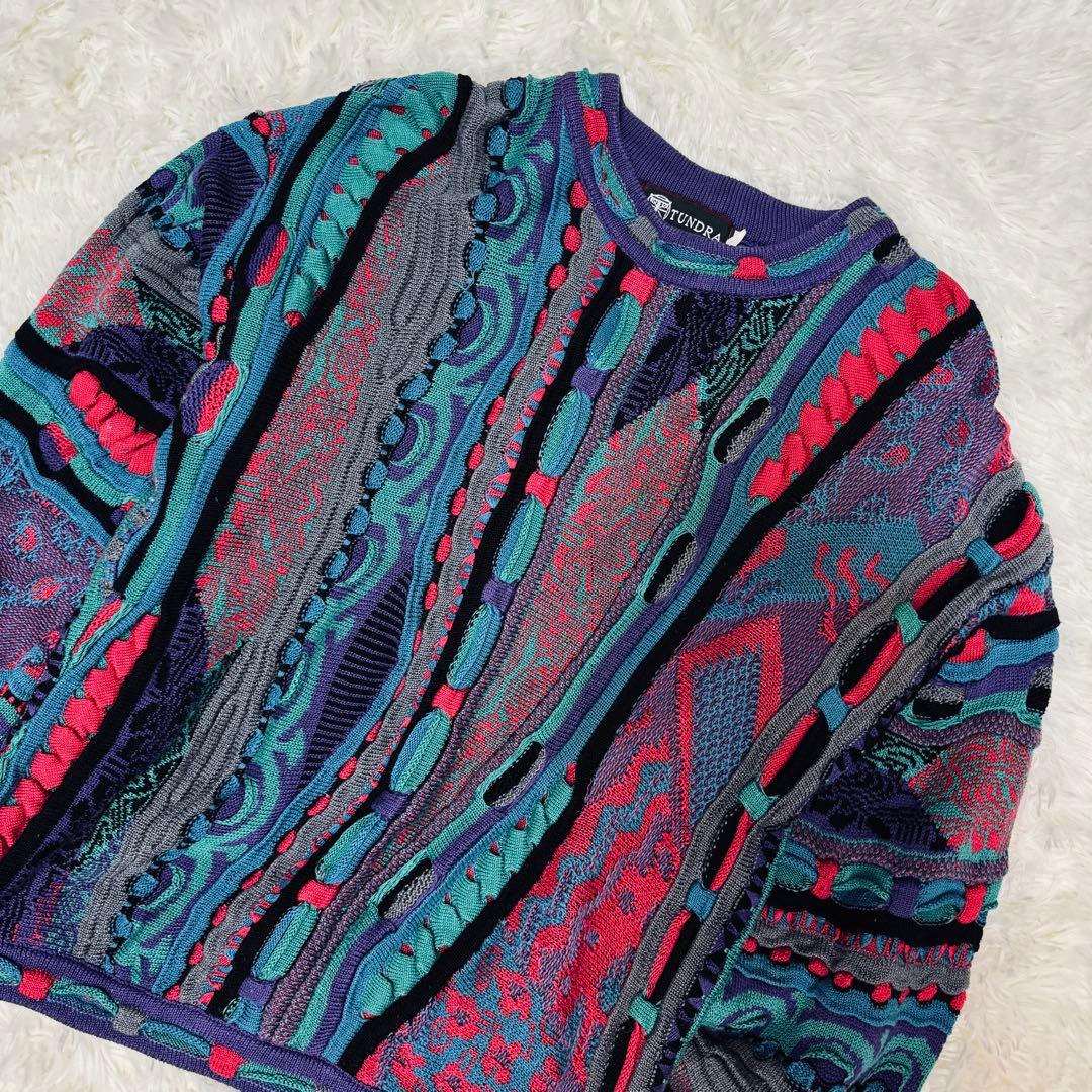 90s 製 TUNDRA 3Dニット セーター COOGI クージー