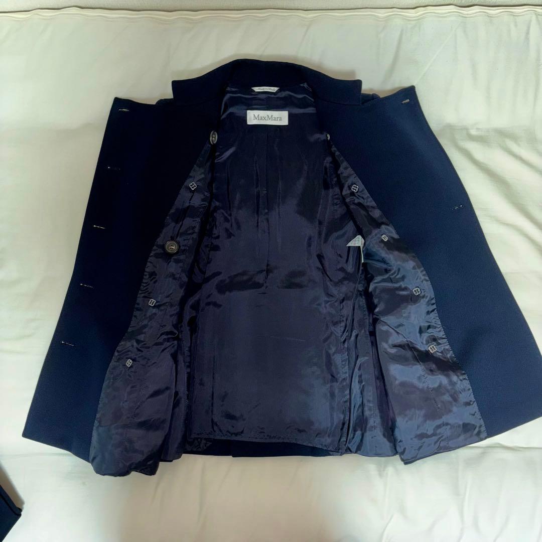 【美品】マックスマーラ ツイル生地 セットアップ 紺 L相当 ジャケット パンツ
